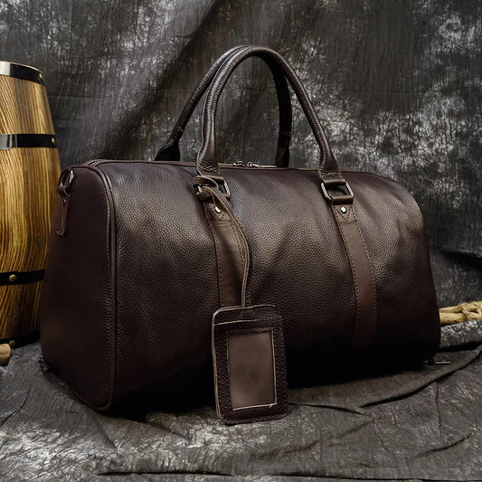 Genuine Leather Weekender Bag - Carry-On Travel Duffel