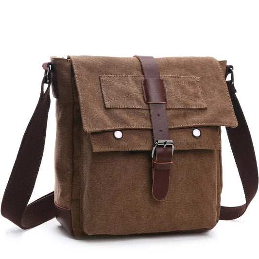 Vintage Canvas Messenger Bag - Retro Business Crossbody Briefcase