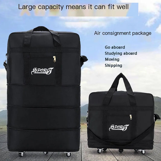 Expandable Wheeled Travel Bag - Foldable Weekend Trolley
