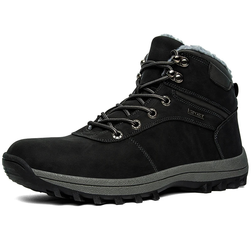 Men's Waterproof Winter Boots - Plush Warm Snow Ankle Boots