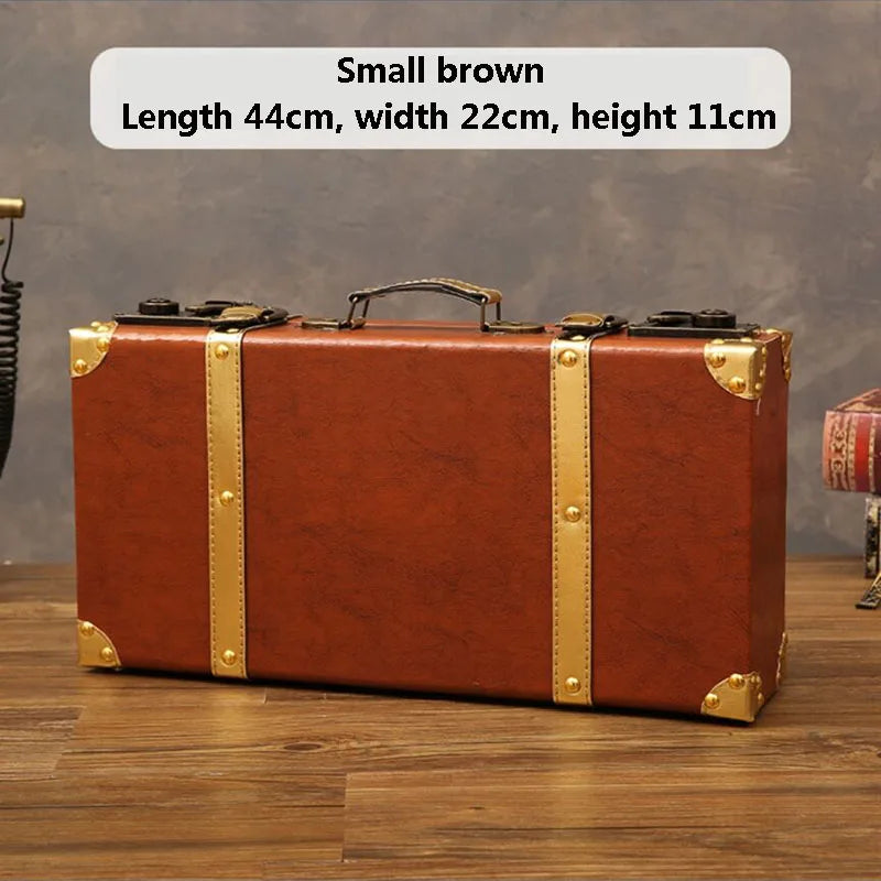 Vintage Leather Trunk Suitcase with Lock