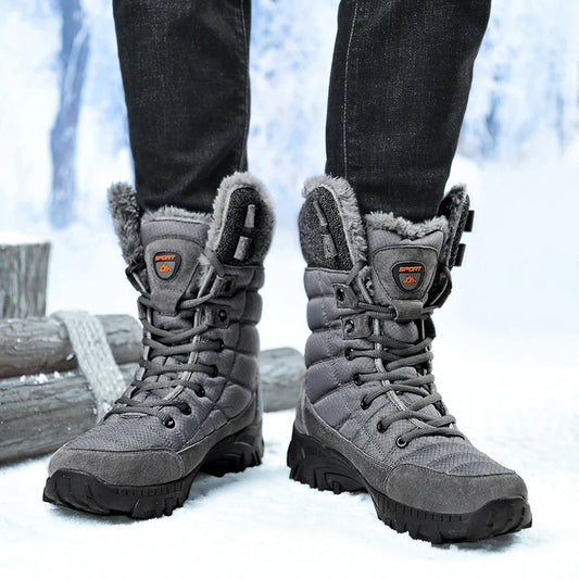 Men's Waterproof Snow Boots - Warm High-Top Winter Hikers
