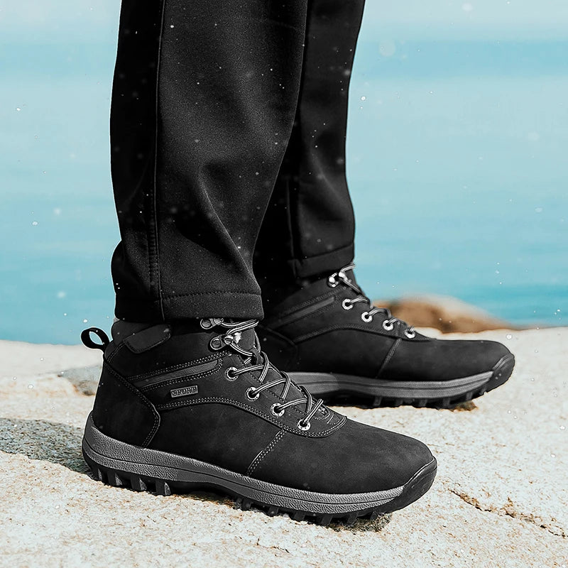 Men's Waterproof Winter Boots - Plush Warm Snow Ankle Boots