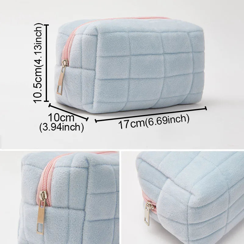 Plush Travel Makeup Bag with Zipper