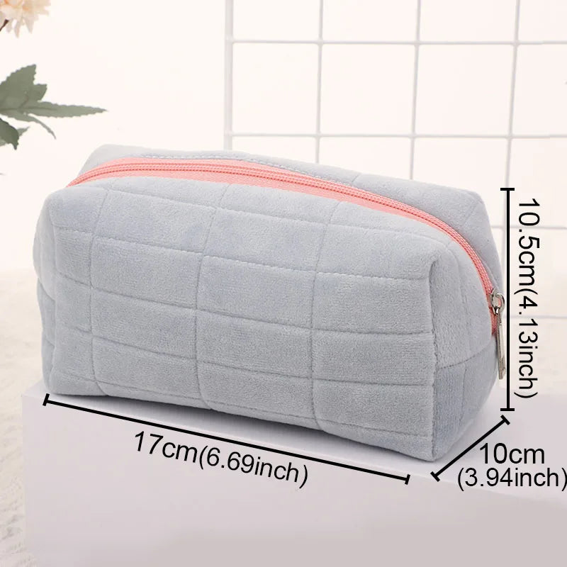 Plush Travel Makeup Bag with Zipper