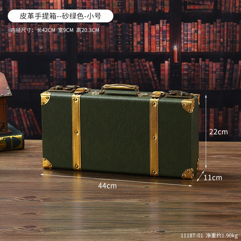 Vintage Leather Trunk Suitcase with Lock