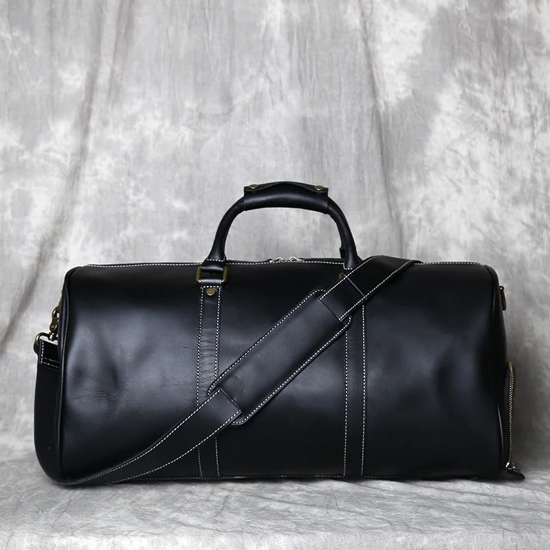 Vintage Cowhide Carry-On Travel Duffle Bag