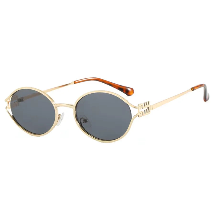 Oval Metal Frame Sunglasses for Women UV400