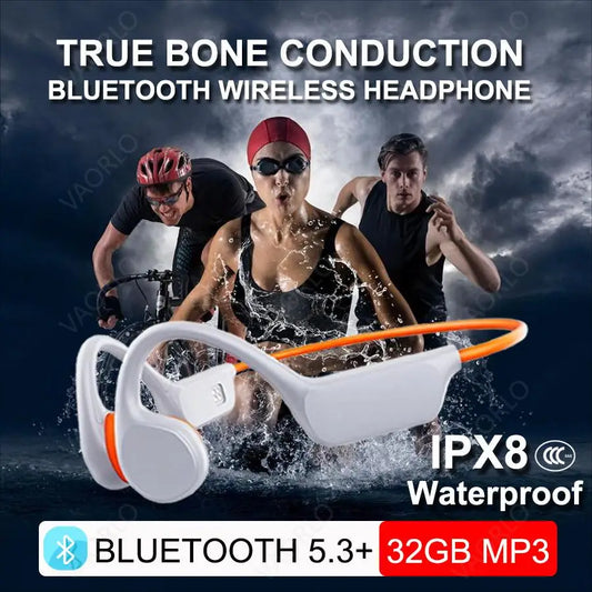 IPX8 Bone Conduction Swimming Headphones - Bluetooth 5.3 MP3 Player