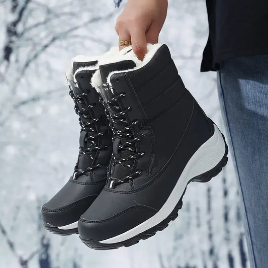 Women's Platform Snow Boots - Waterproof Fur-Lined Winter Shoes