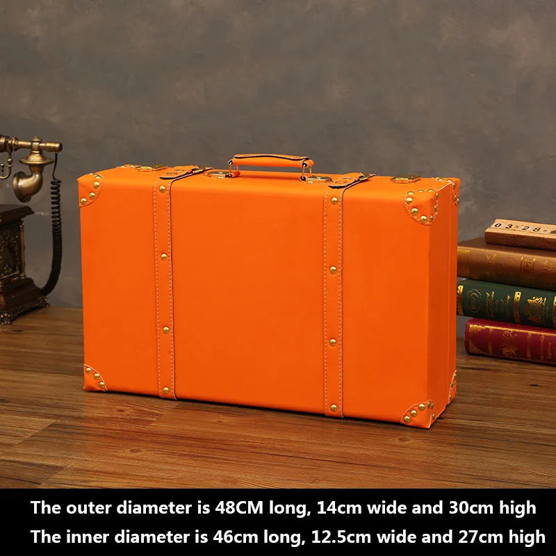 Vintage Leather Trunk Suitcase with Lock