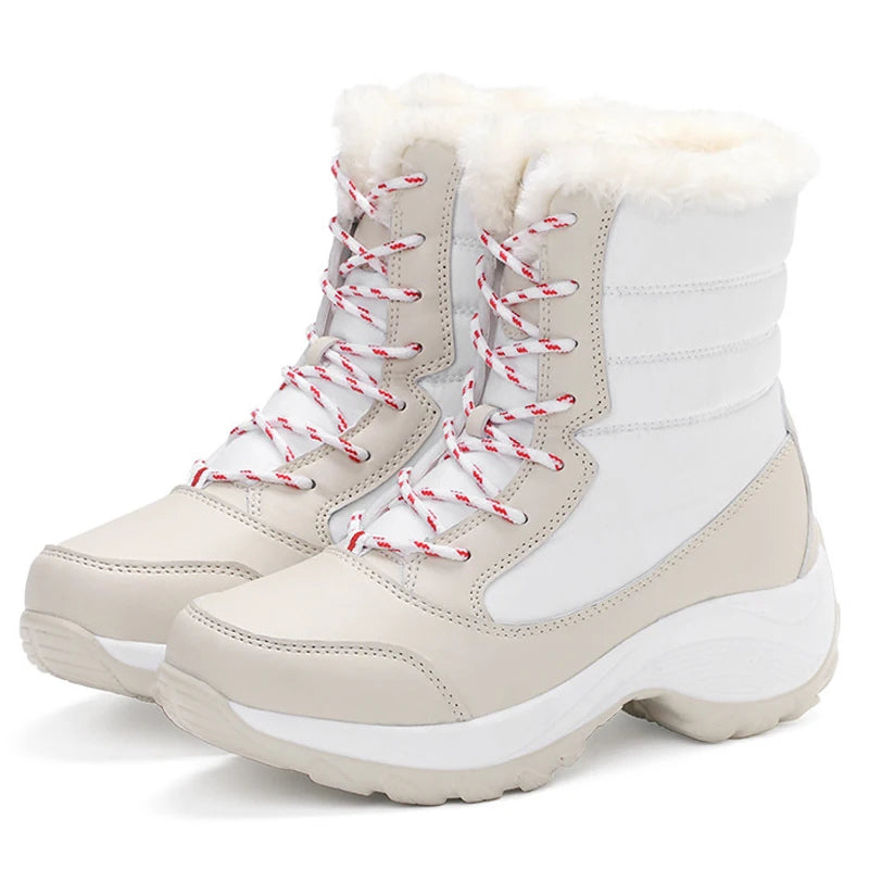 Women's Platform Snow Boots - Waterproof Fur-Lined Winter Shoes