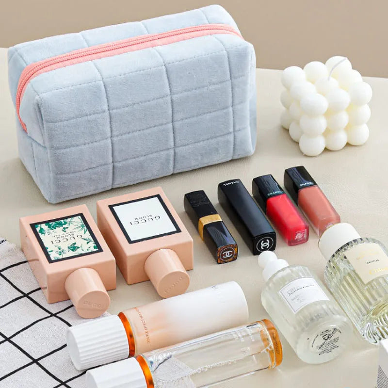 Plush Travel Makeup Bag with Zipper