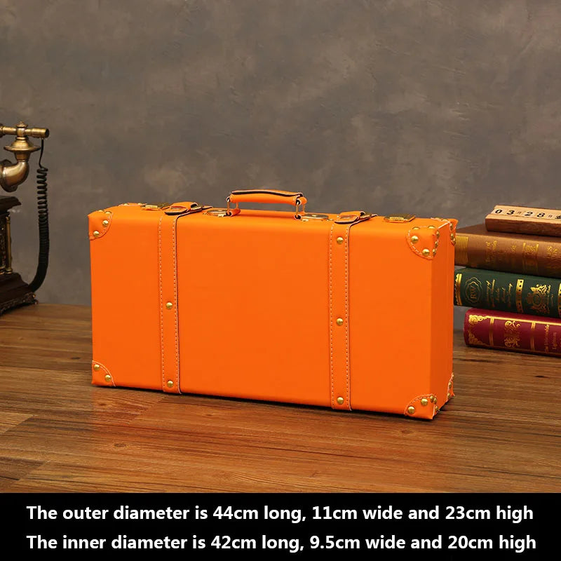 Vintage Leather Trunk Suitcase with Lock