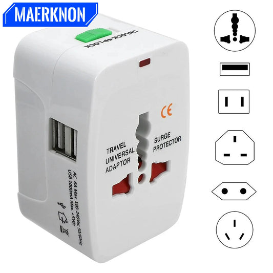 Universal Travel Plug Adapter with USB and Type-C Ports
