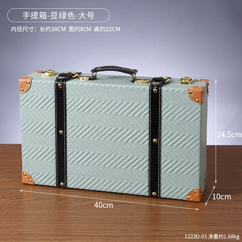 Vintage Leather Trunk Suitcase with Lock