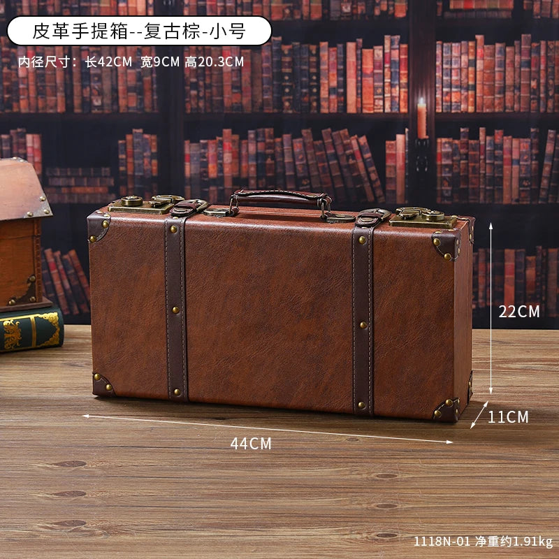 Vintage Leather Trunk Suitcase with Lock