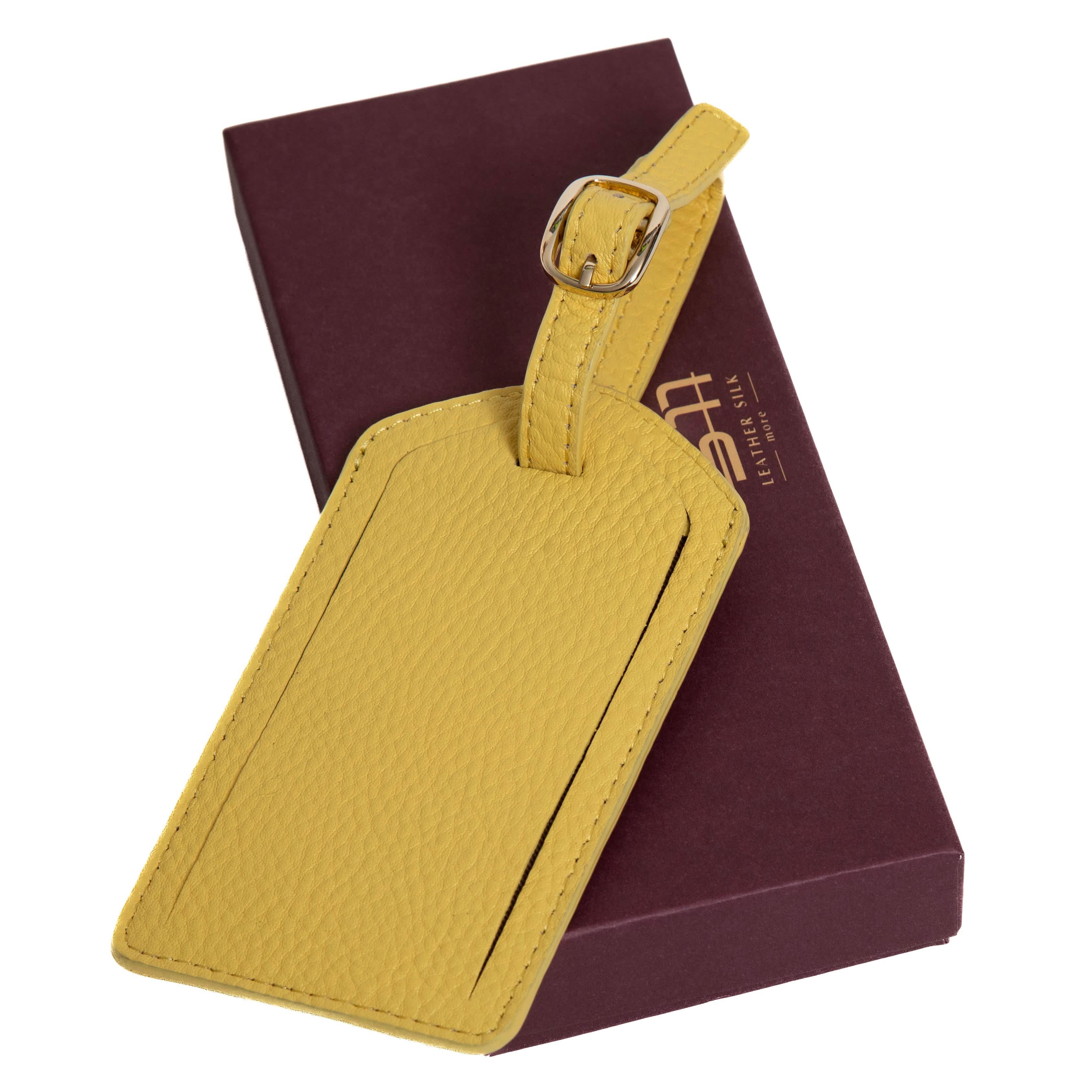 Full Grain Leather Luggage Tag – Sophia Premium Travel Bag Tag